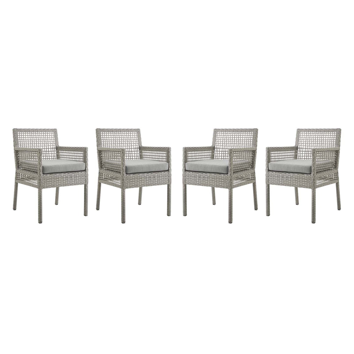 Aura Dining Armchair Outdoor Patio Wicker Rattan Set of 2 or 4 Gray