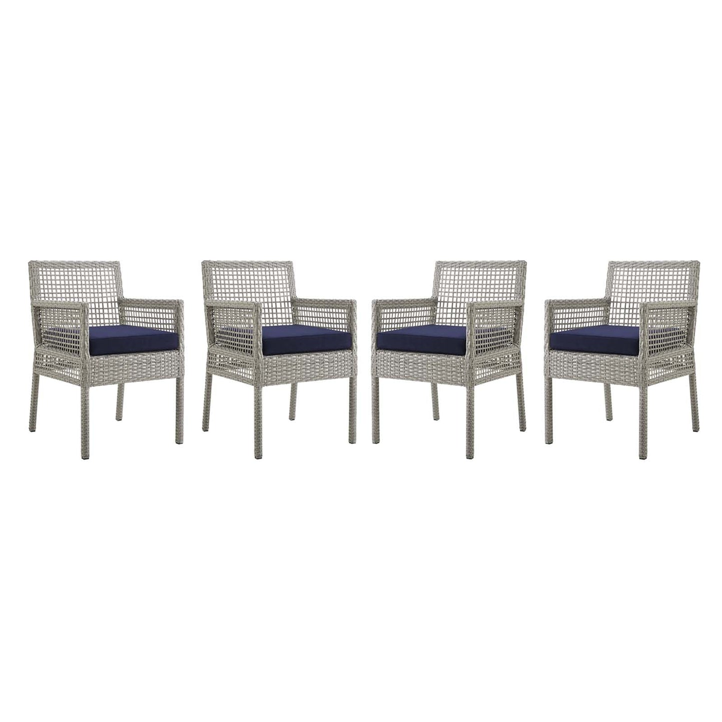 Aura Dining Armchair Outdoor Patio Wicker Rattan Set of 2 or 4 Gray
