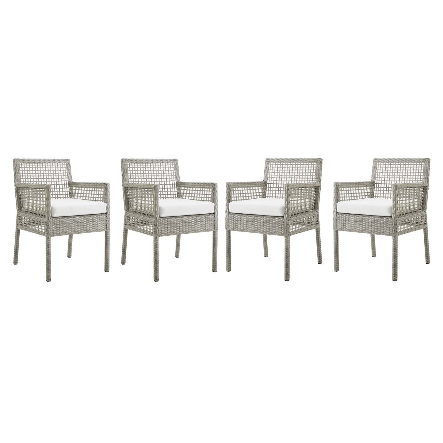 Aura Dining Armchair Outdoor Patio Wicker Rattan Set of 2 or 4 Gray