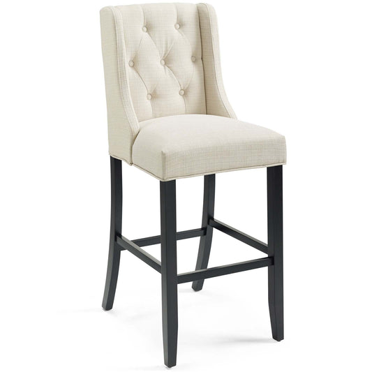 Baronet Tufted Button Upholstered Fabric Bar Stool Beige EEI-3741-BEI