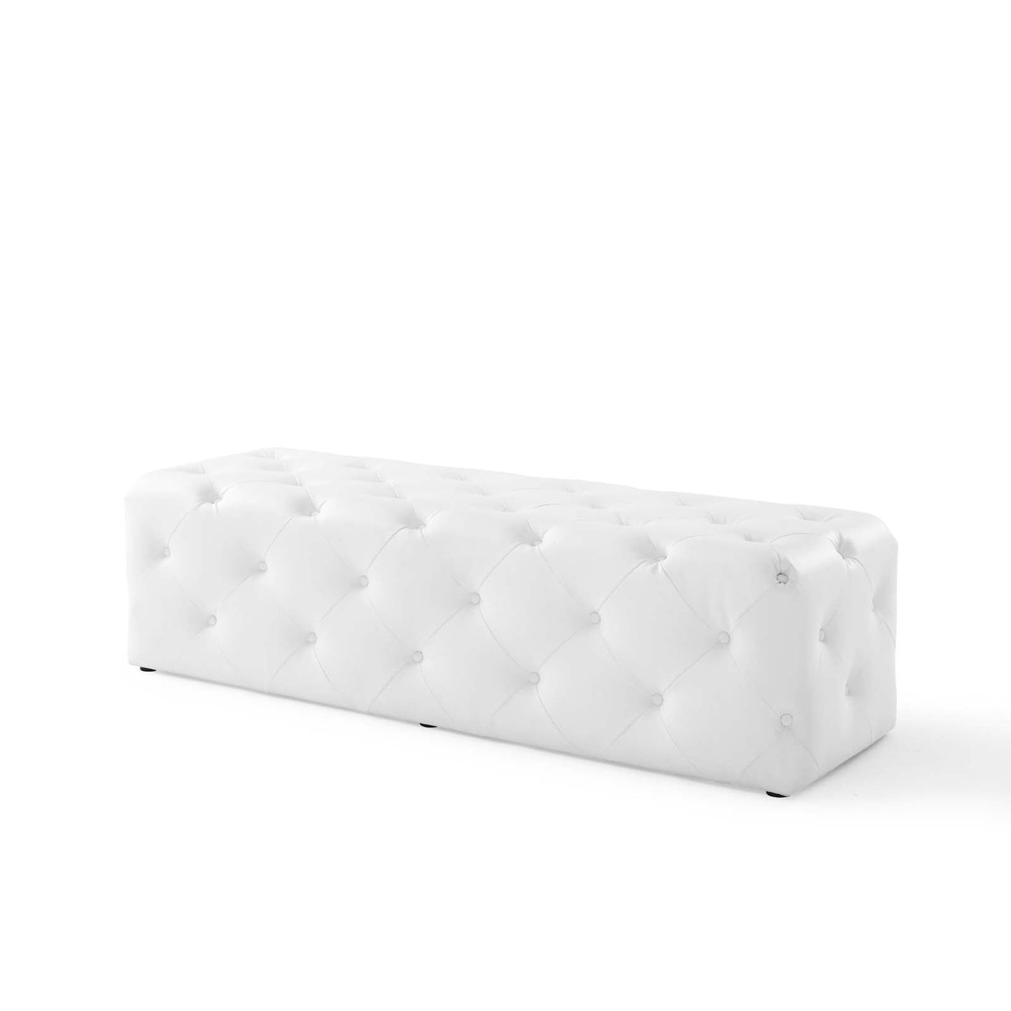 Amour 60" Tufted Button Entryway Faux Leather Bench White EEI-3769-WHI