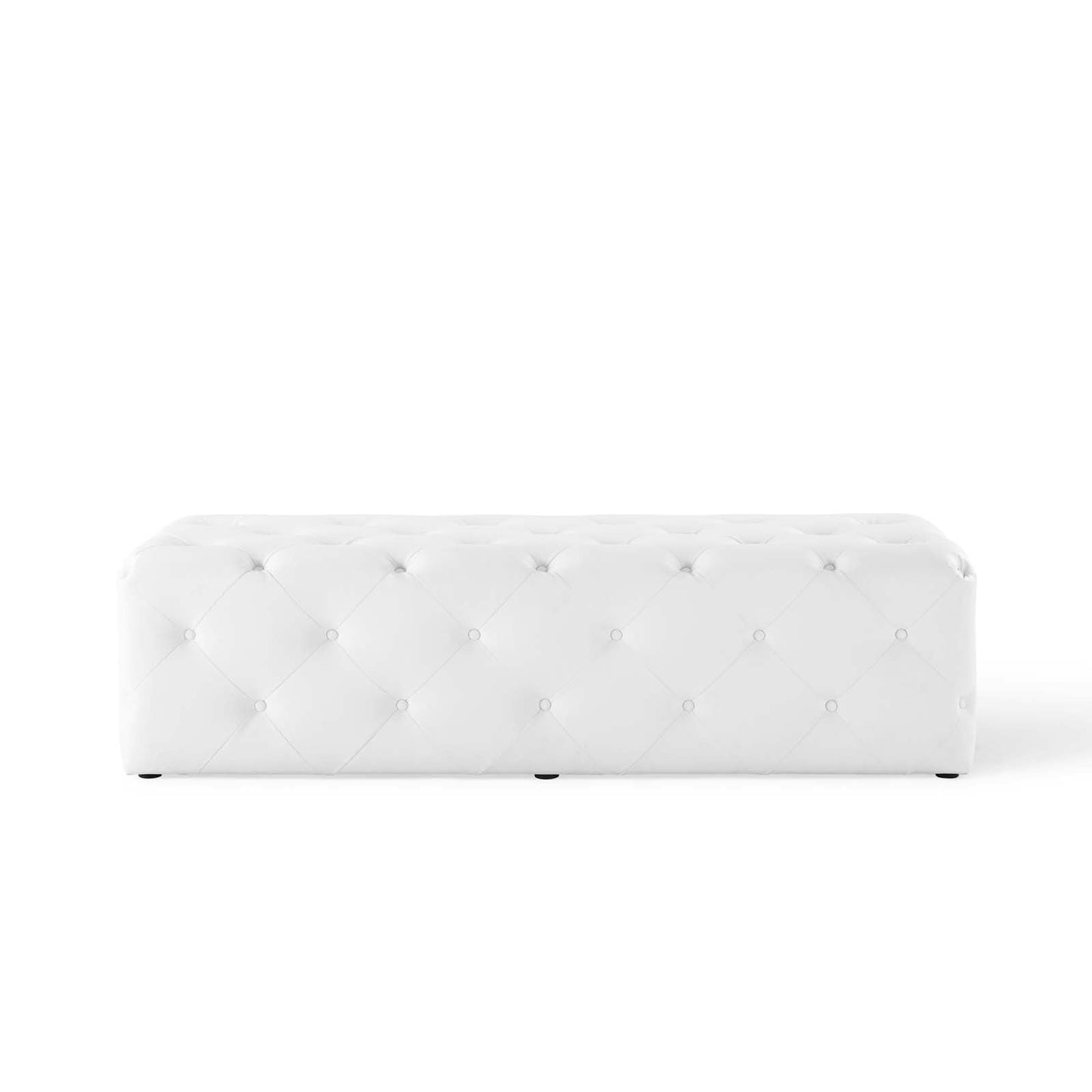 Amour 60" Tufted Button Entryway Faux Leather Bench White EEI-3769-WHI