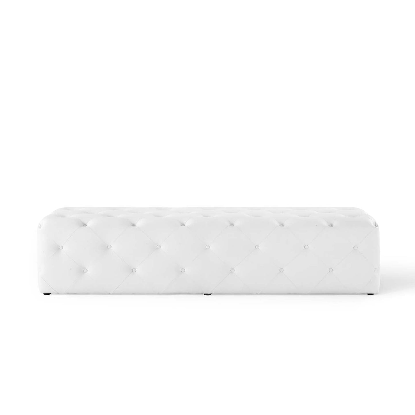 Amour 72" Tufted Button Entryway Faux Leather Bench White EEI-3771-WHI