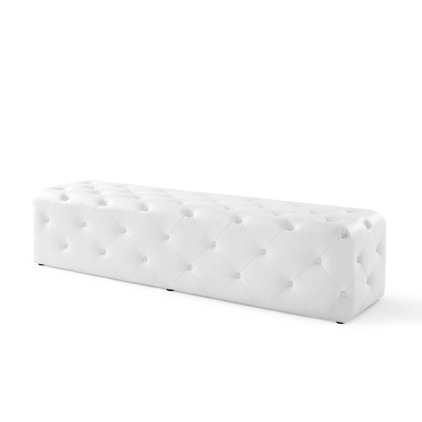 Amour 72" Tufted Button Entryway Faux Leather Bench White EEI-3771-WHI