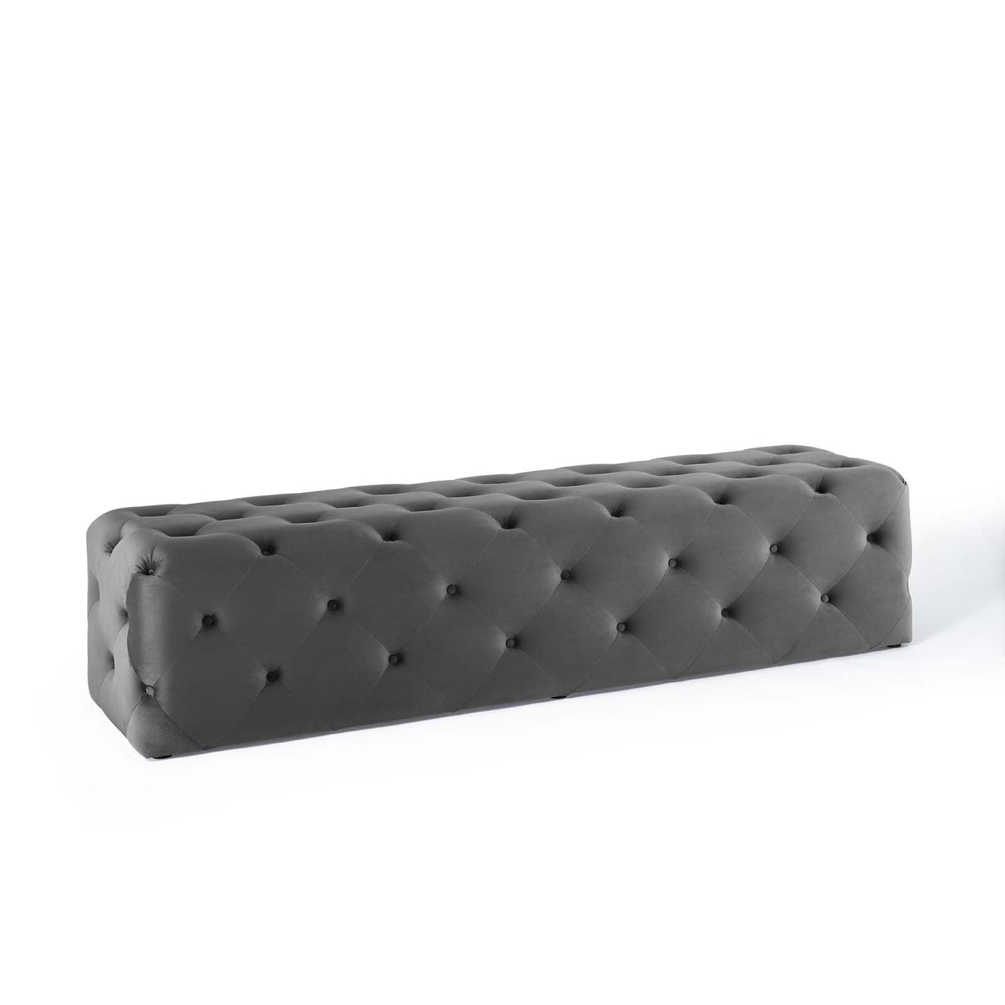 Amour 72" Tufted Button Entryway Performance Velvet Bench Gray EEI-3772-GRY