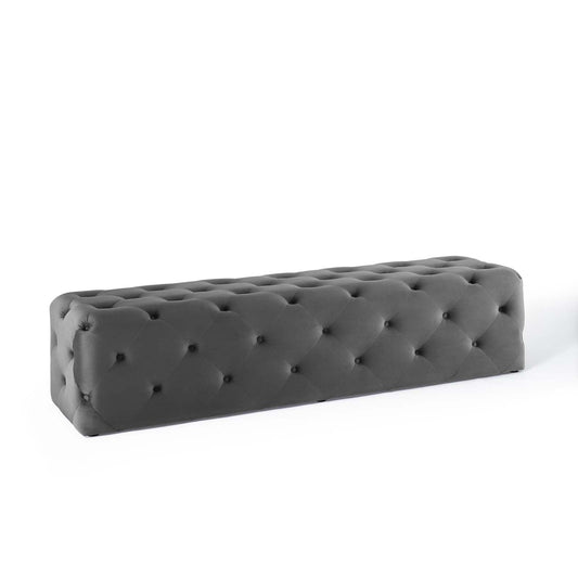 Amour 72" Tufted Button Entryway Performance Velvet Bench Gray EEI-3772-GRY