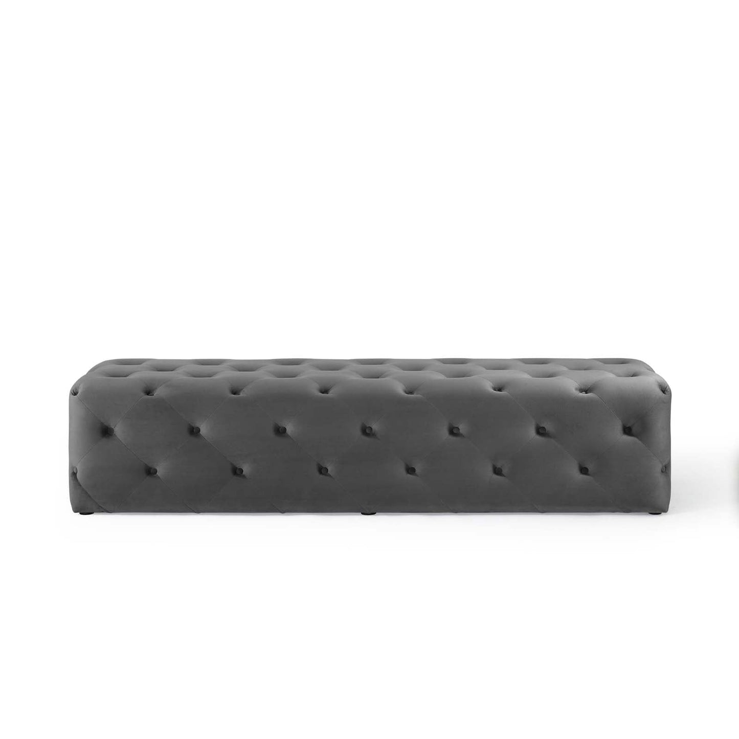 Amour 72" Tufted Button Entryway Performance Velvet Bench Gray EEI-3772-GRY