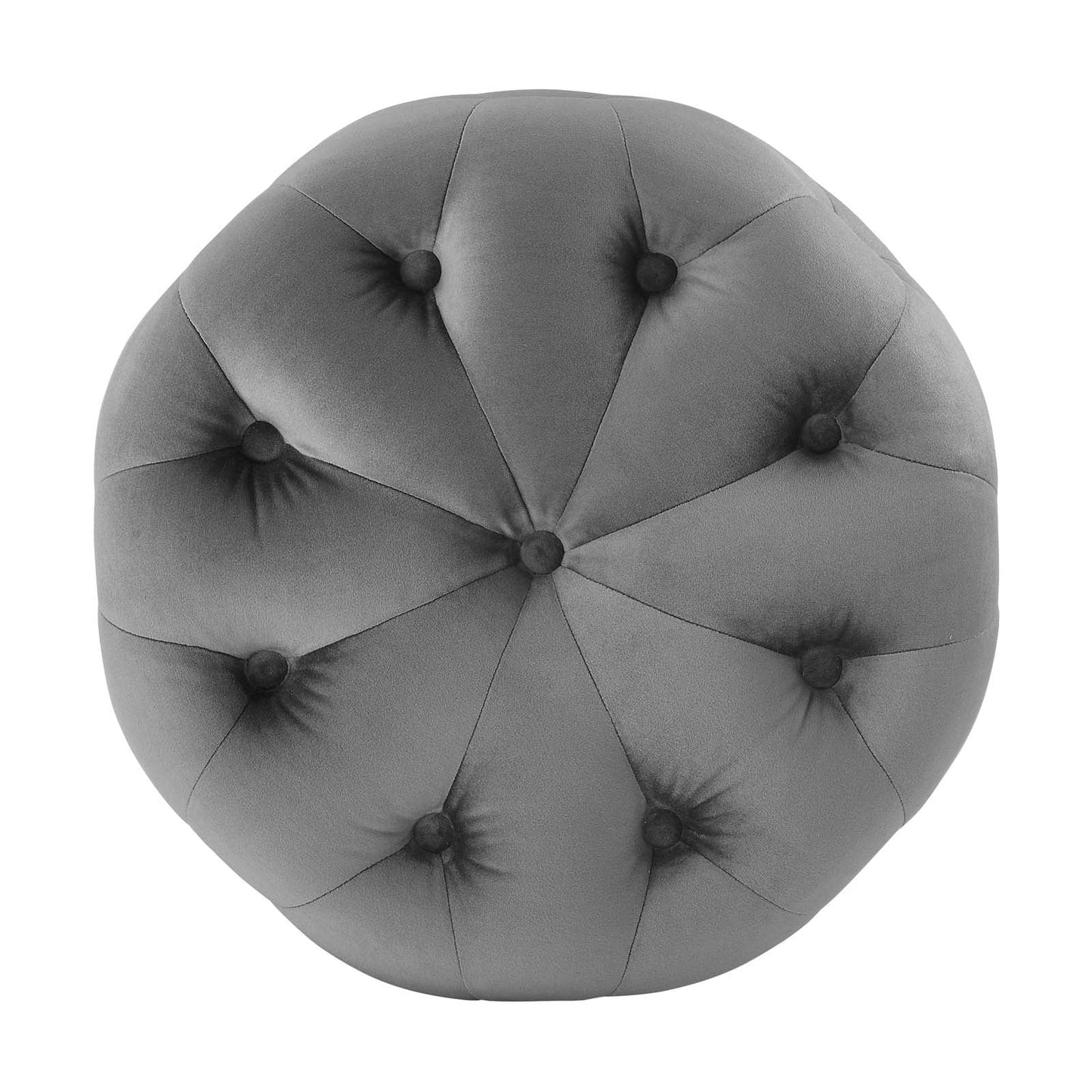 Amour Tufted Button Round Performance Velvet Ottoman Gray EEI-3778-GRY