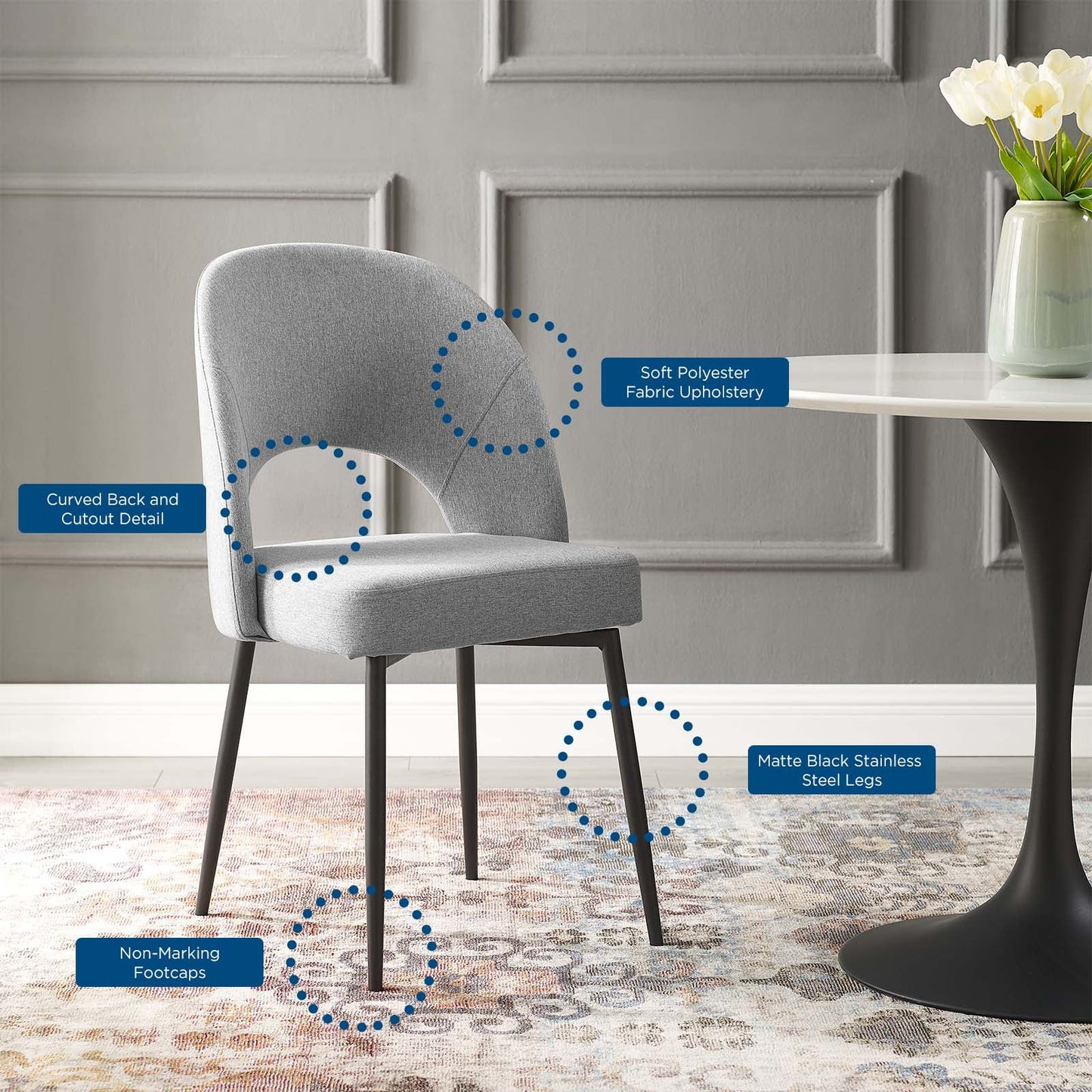 Rouse Upholstered Fabric Dining Side Chair Set of 2