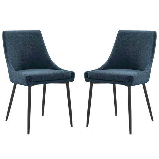 Viscount Upholstered Fabric Dining Chairs - Set of 2 Black Azure EEI-3809-BLK-AZU