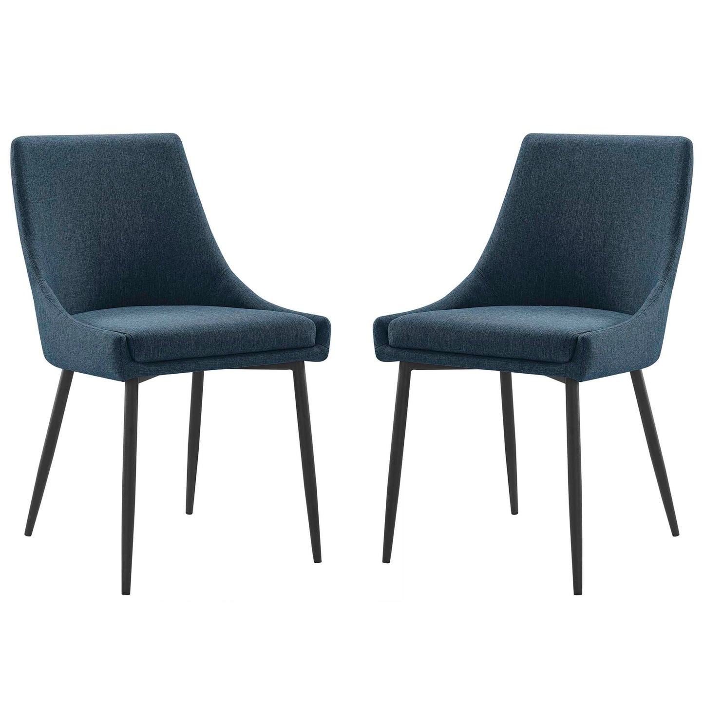 Viscount Upholstered Fabric Dining Chairs Set of 2 by Modway EEI-3809-BLK-AZU