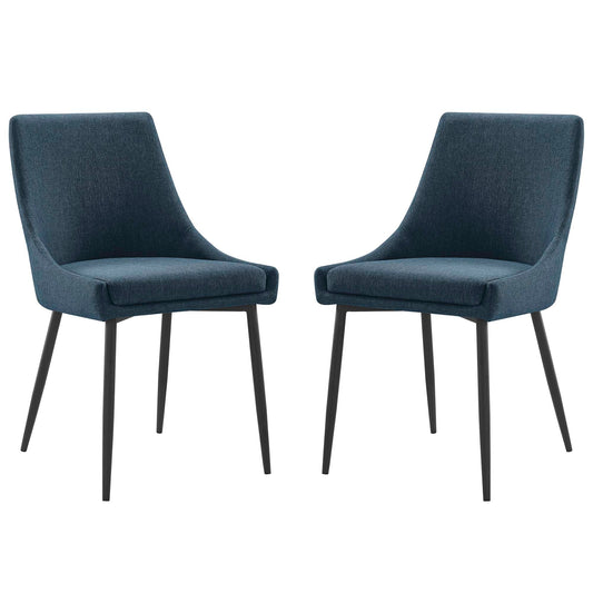 Viscount Upholstered Fabric Dining Chairs Set of 2 by Modway EEI-3809-BLK-AZU