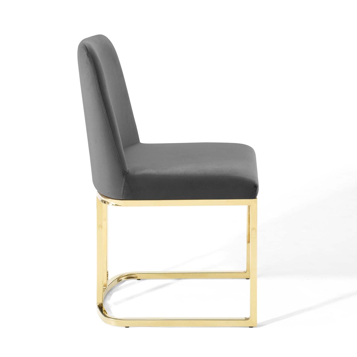 Amplify Sled Base Performance Velvet Dining Side Chair Gold Gray EEI-3810-GLD-GRY