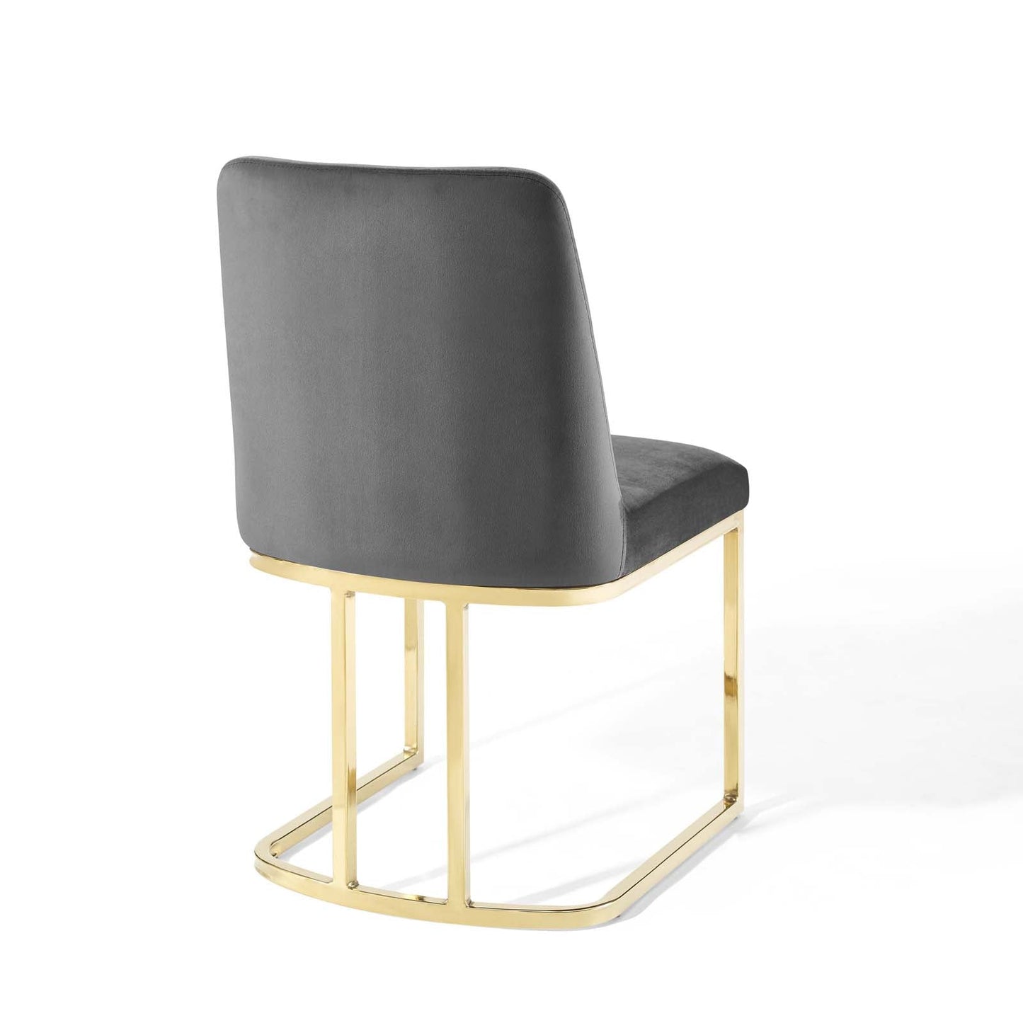 Amplify Sled Base Performance Velvet Dining Side Chair Gold Gray EEI-3810-GLD-GRY