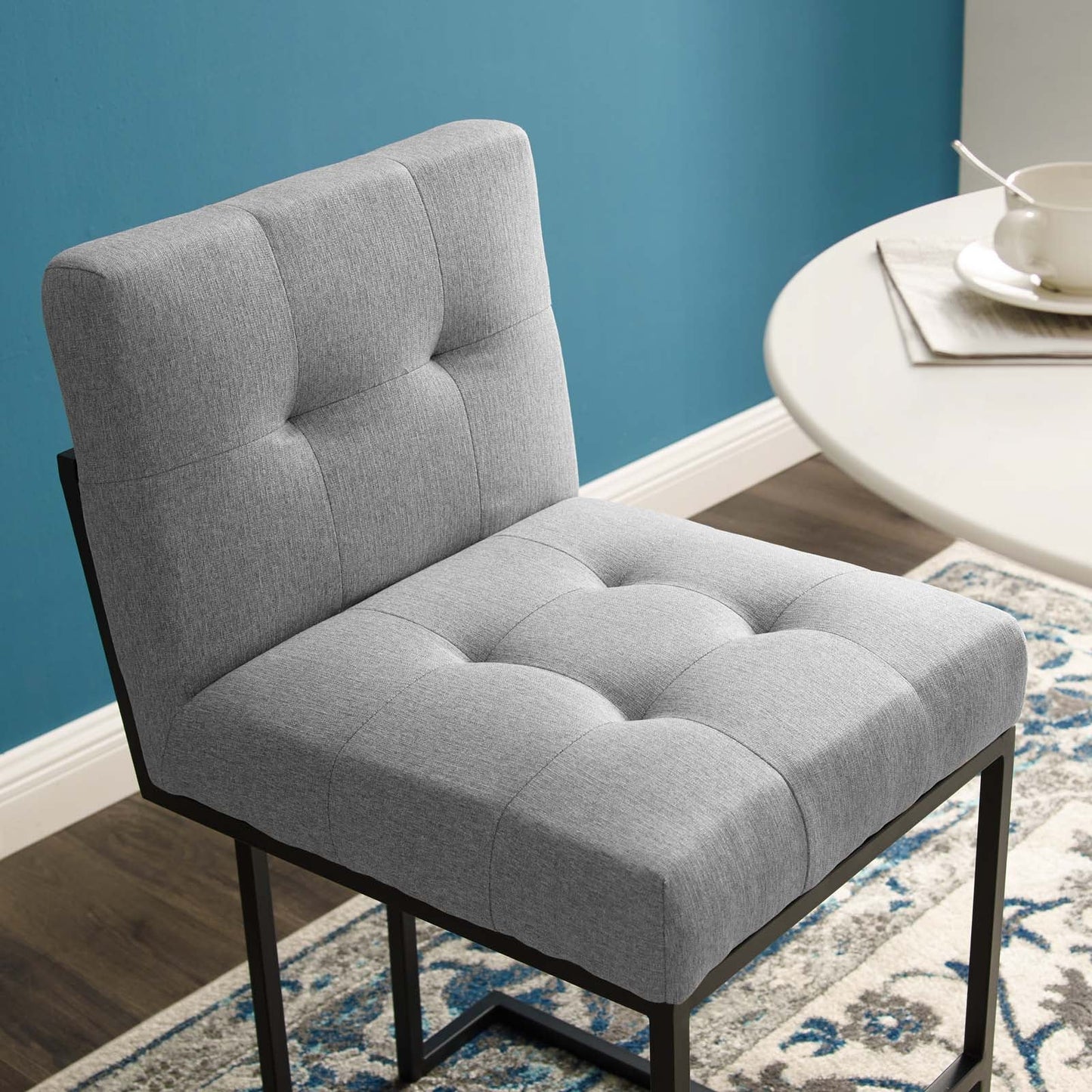 Privy Stainless Steel Upholstered Fabric Counter Stool and Set of 2