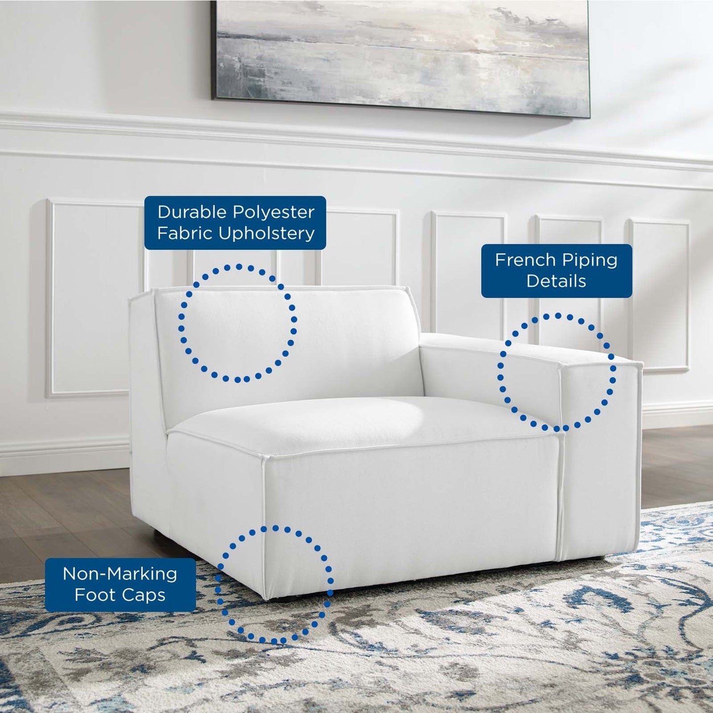 Restore Right-Arm Sectional Sofa Chair White EEI-3870-WHI