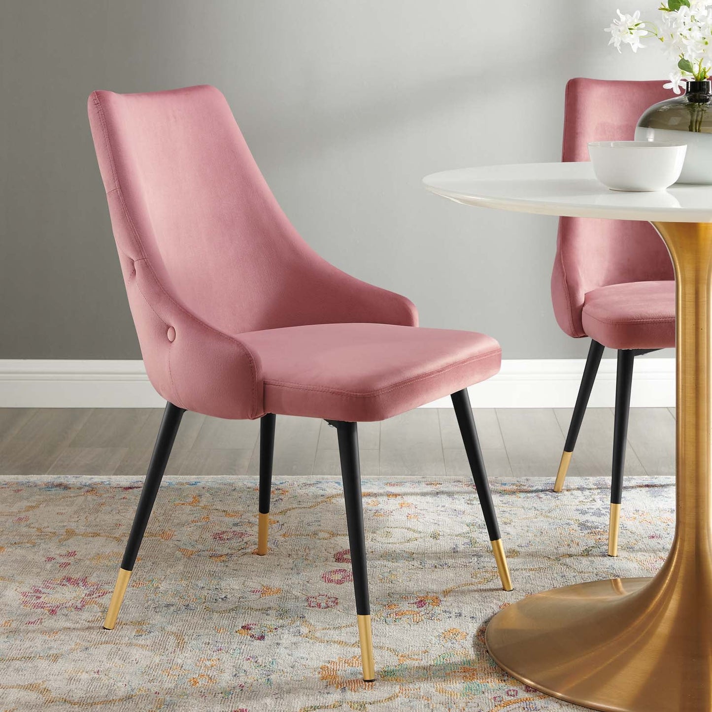 Adorn Tufted Performance Velvet Dining Side Chair Dusty Rose EEI-3907-DUS