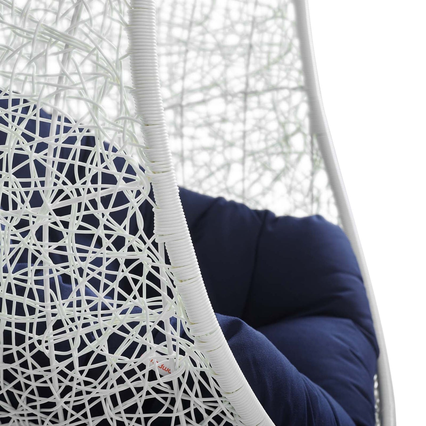 Hide Outdoor Patio Sunbrella® Swing Chair With Stand White Navy EEI-3929-WHI-NAV