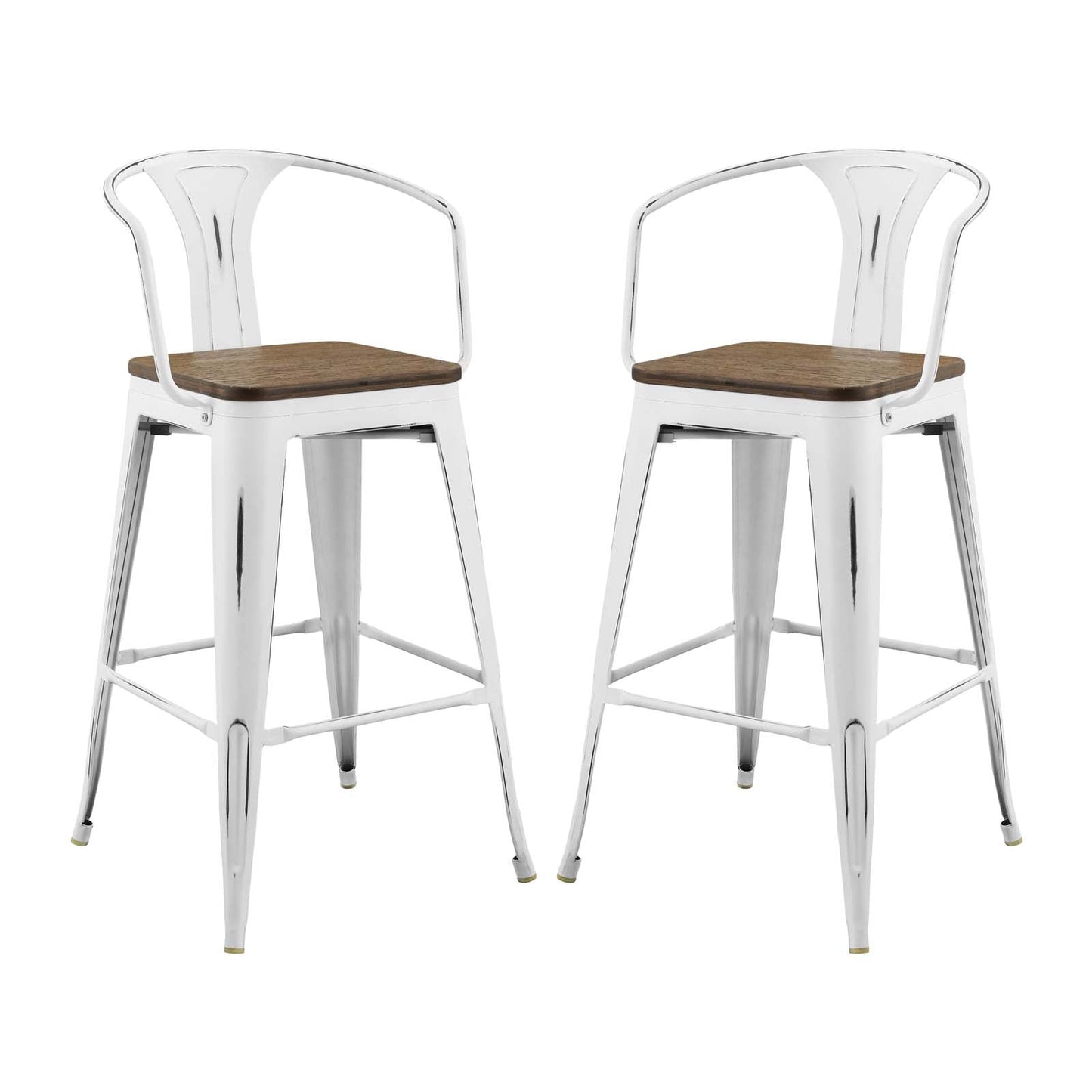 Promenade Bar Stool Set of 2 White EEI-3954-WHI