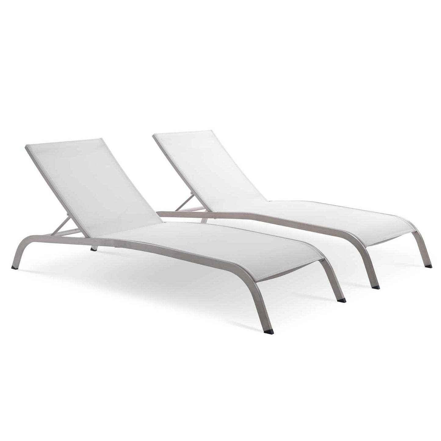 Savannah 3 Piece Outdoor Patio Mesh Set, Chaise Lounge Chairs, Aluminum, Set of 2 or 4