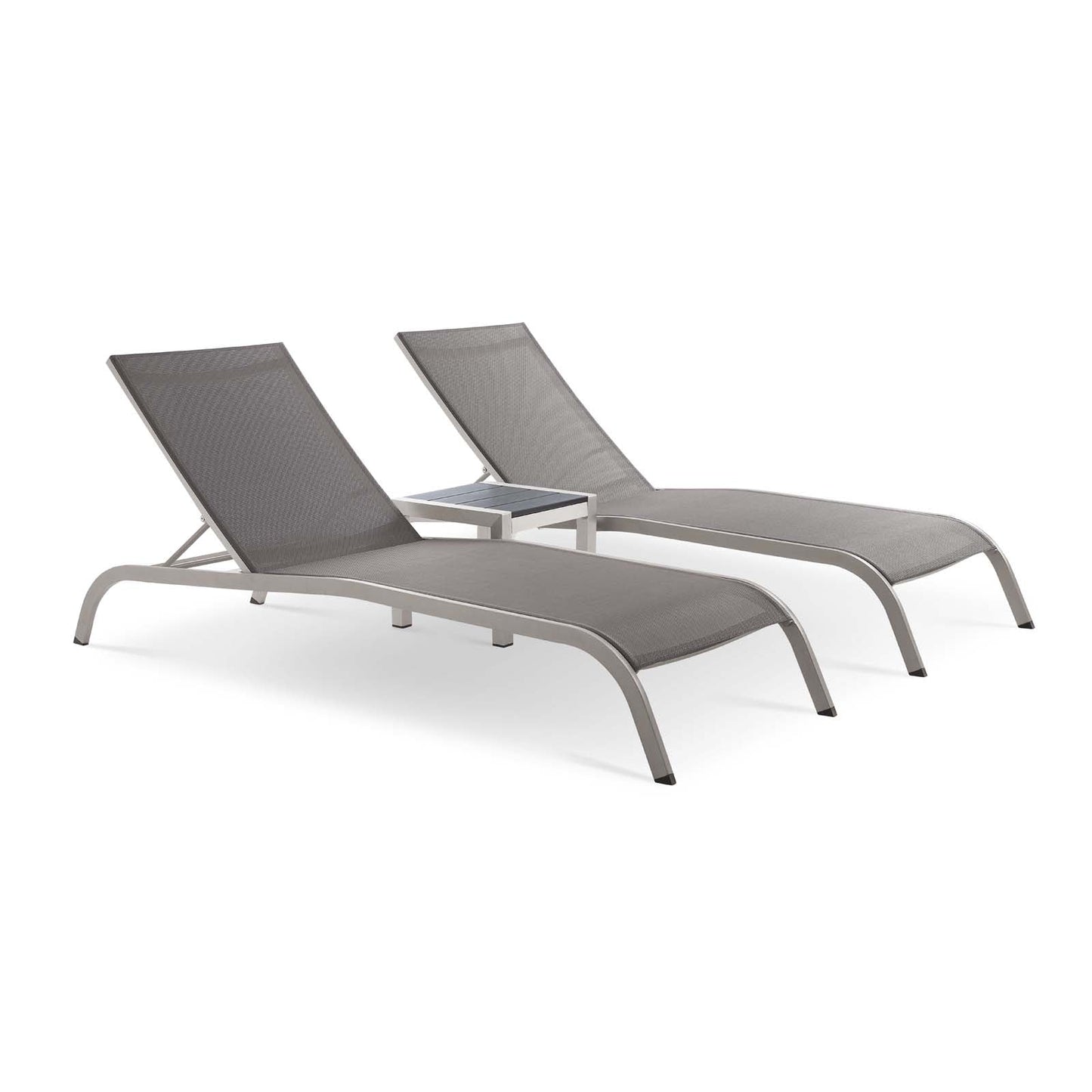 Savannah 3 Piece Outdoor Patio Mesh Set, Chaise Lounge Chairs, Aluminum, Set of 2 or 4