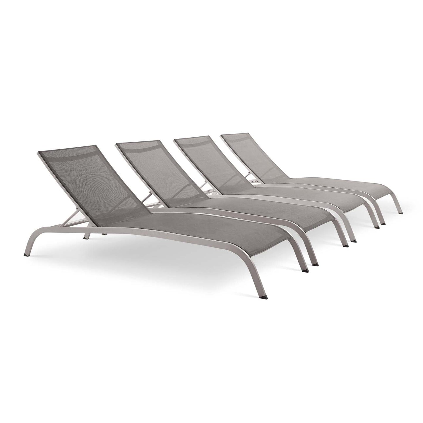 Savannah 3 Piece Outdoor Patio Mesh Set, Chaise Lounge Chairs, Aluminum, Set of 2 or 4