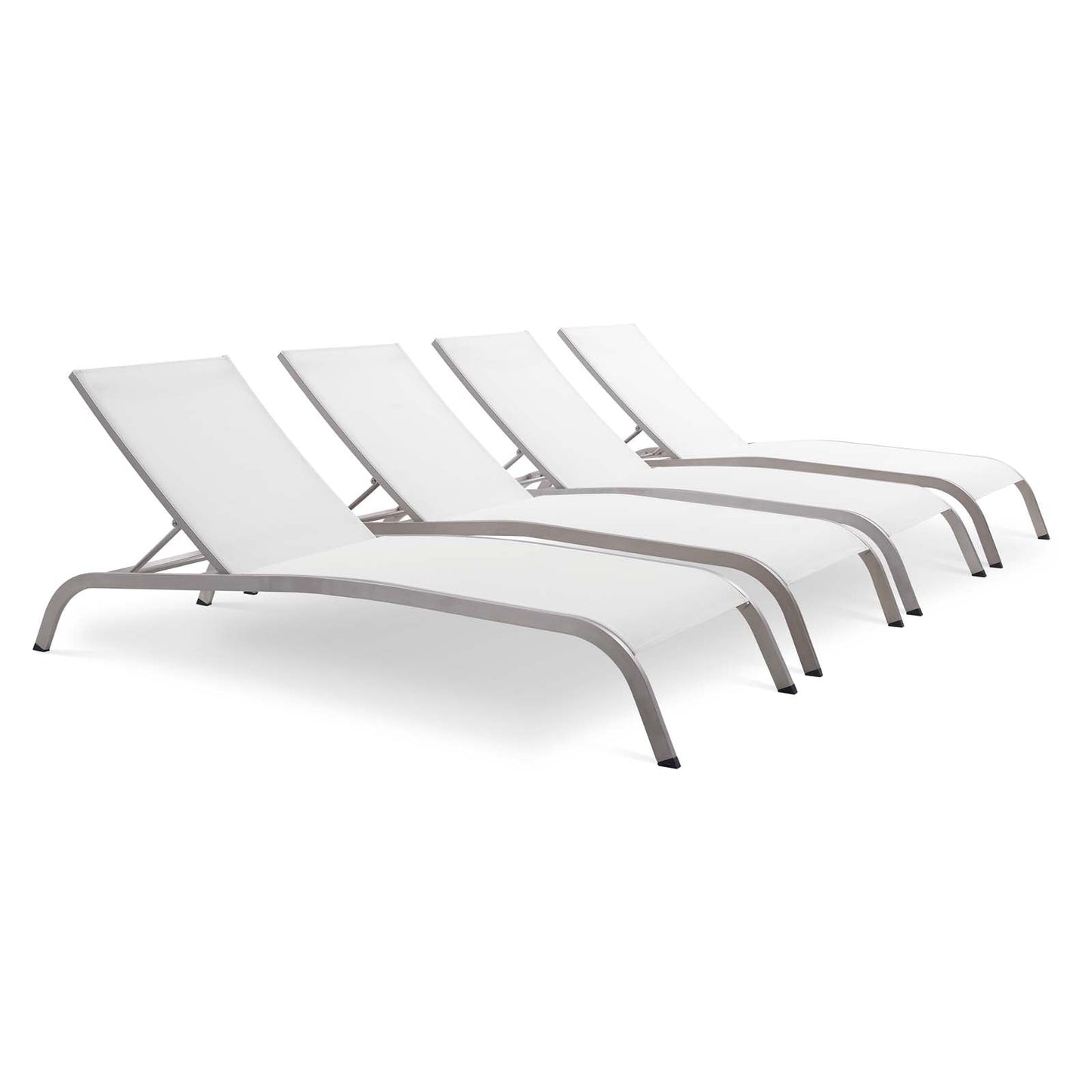 Savannah 3 Piece Outdoor Patio Mesh Set, Chaise Lounge Chairs, Aluminum, Set of 2 or 4