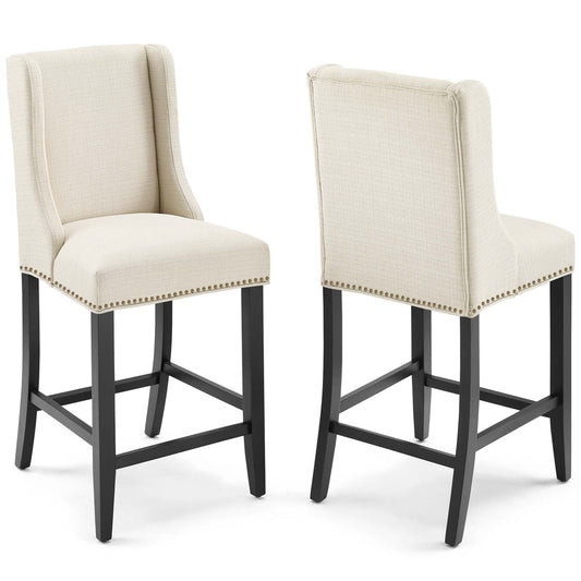 Baron Upholstered Fabric Counter Stool Set of 2 by Modway EEI-4016-BEI