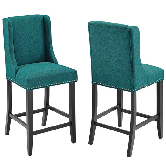 Baron Upholstered Fabric Counter Stool Set of 2 by Modway EEI-4016-TEA