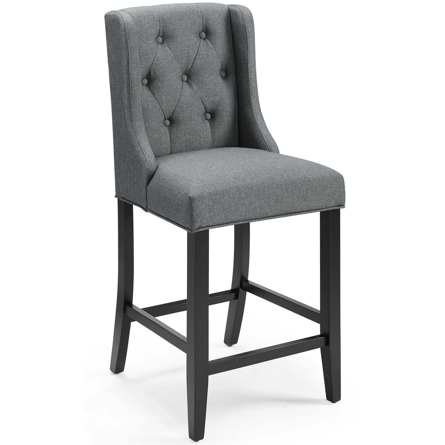 Baronet Counter Bar Stool Upholstered Fabric Set of 2 Gray EEI-4020-GRY