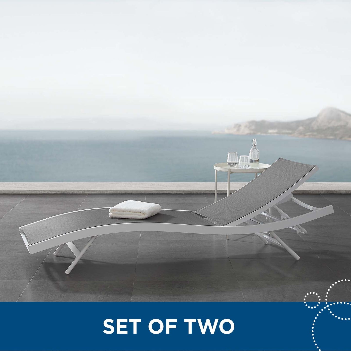 Glimpse Outdoor Patio Mesh Chaise Lounge Chair and Set Options