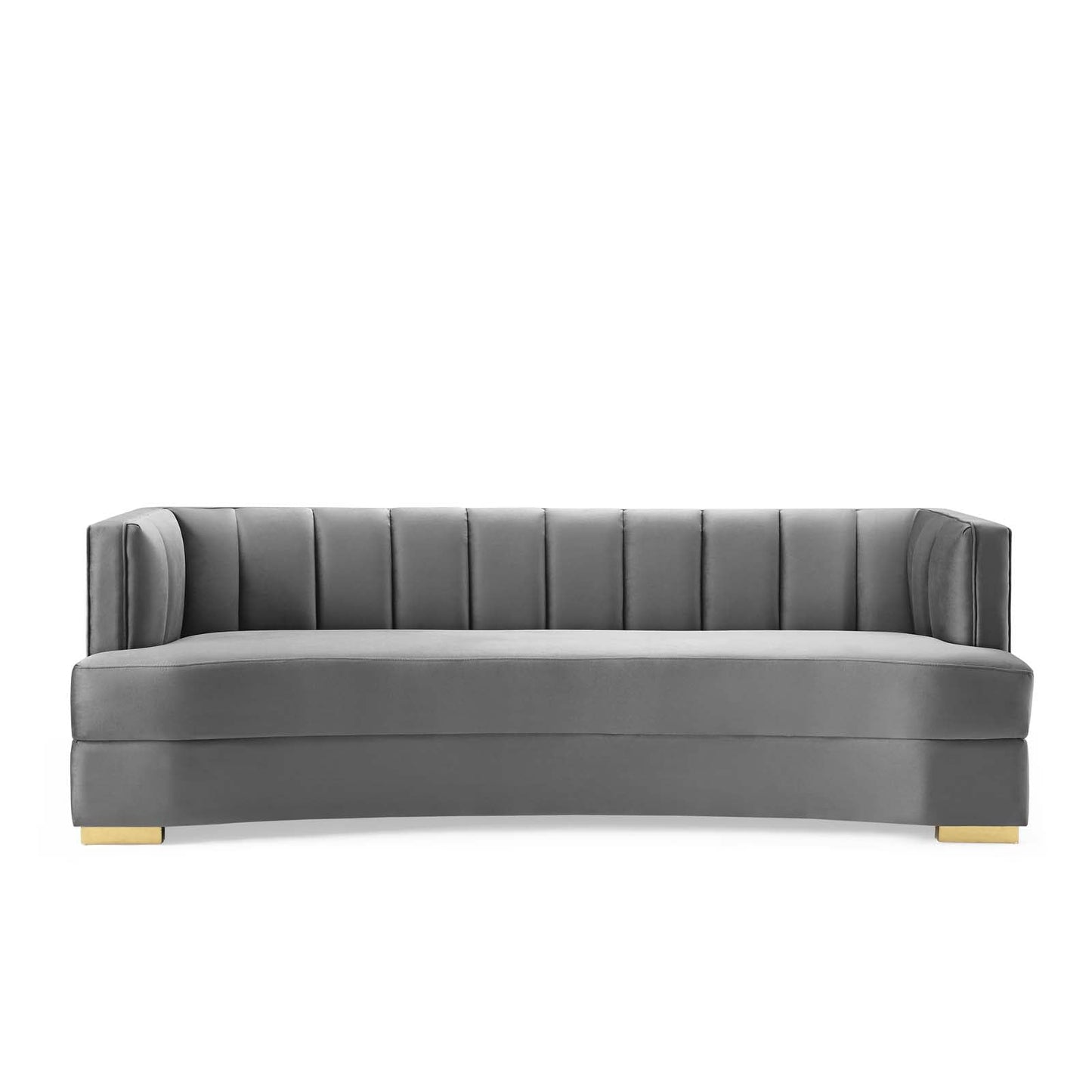 Encompass Channel Tufted Performance Velvet Curved Sofa Gray EEI-4134-GRY