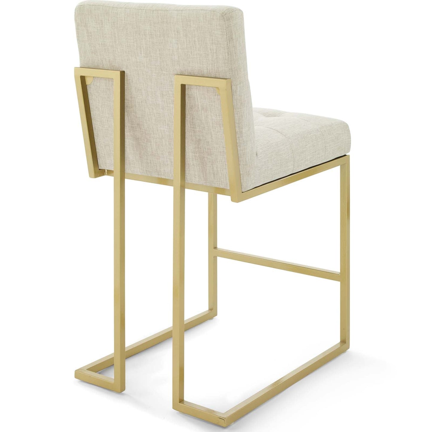 Privy Gold Stainless Steel Upholstered Fabric Counter Stool Set of 2 by Modway EEI-4154-GLD-BEI
