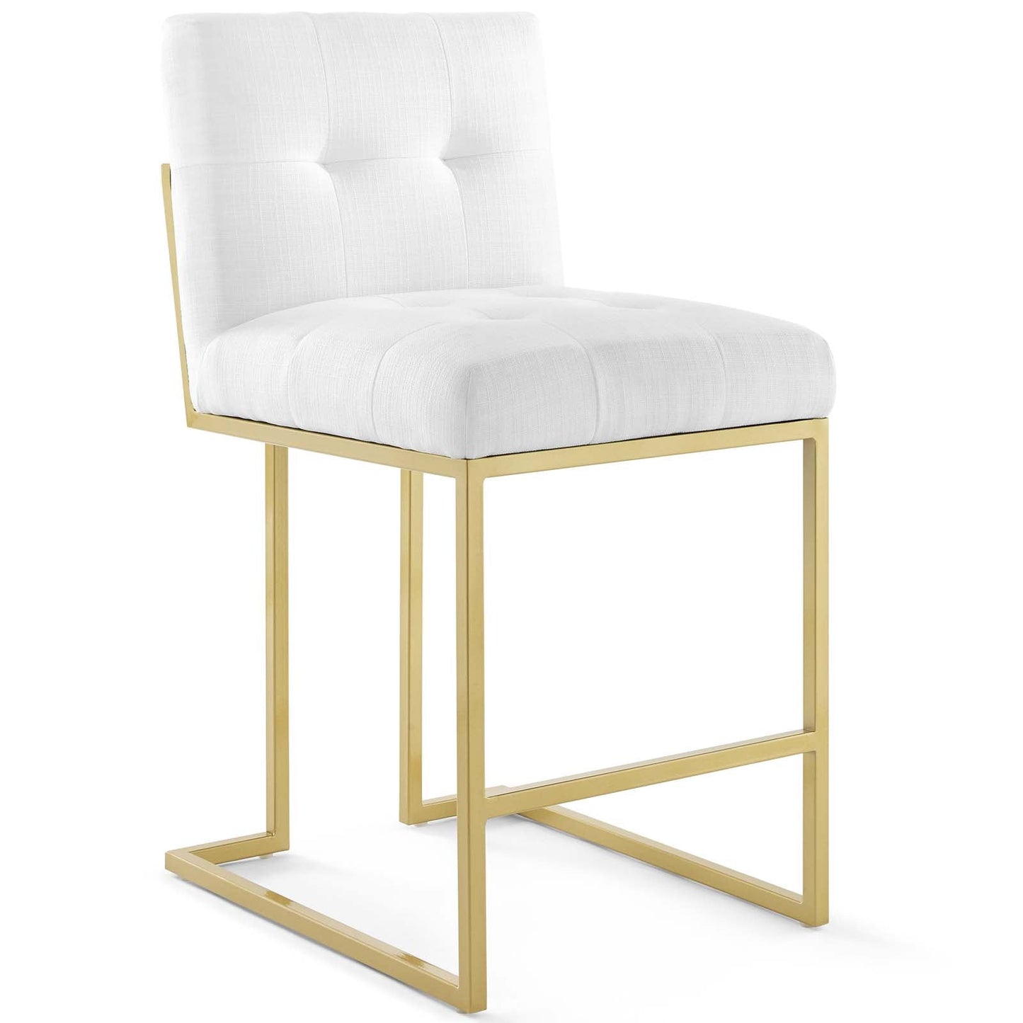 Privy Gold Stainless Steel Upholstered Fabric Counter Stool Set of 2 by Modway EEI-4154-GLD-WHI