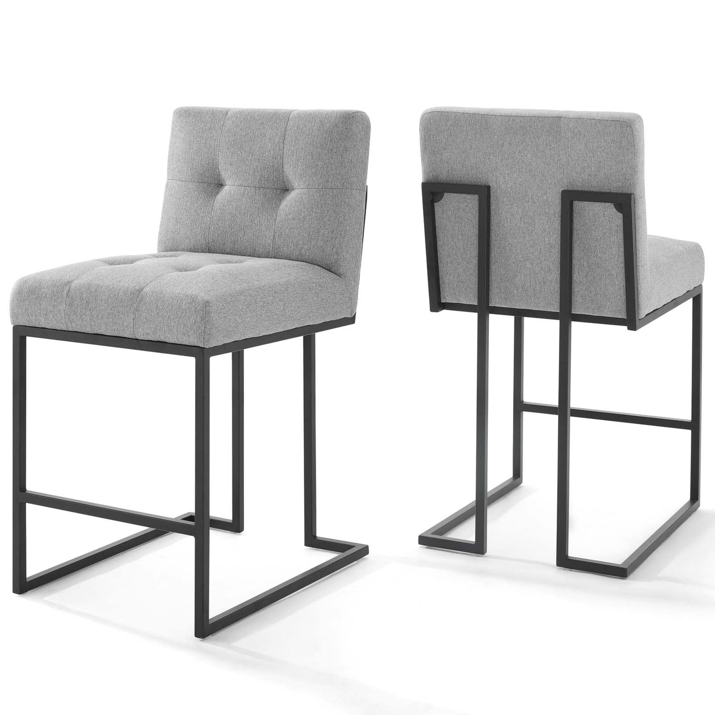 Privy Stainless Steel Upholstered Fabric Counter Stool and Set of 2