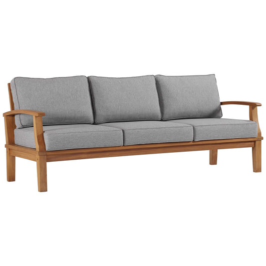 Marina Outdoor Patio Teak Sofa by Modway EEI-4176-NAT-GRY