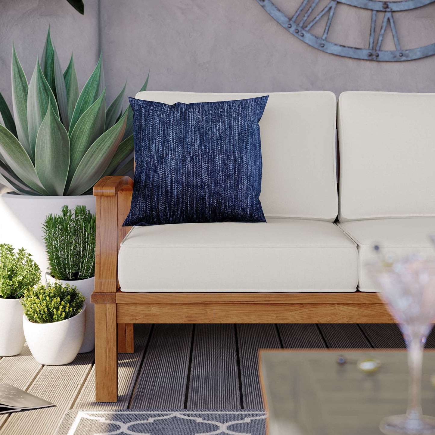 Marina Outdoor Patio Teak Sofa by Modway EEI-4176-NAT-WHI