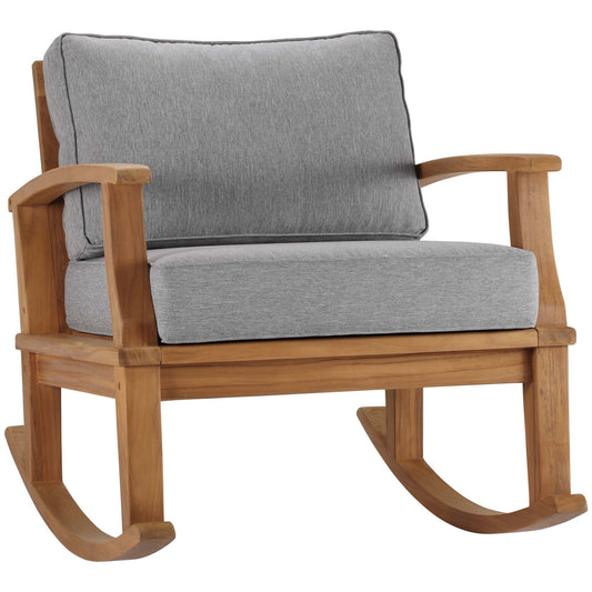 Marina Outdoor Patio Teak Rocking Chair by Modway EEI-4177-NAT-GRY