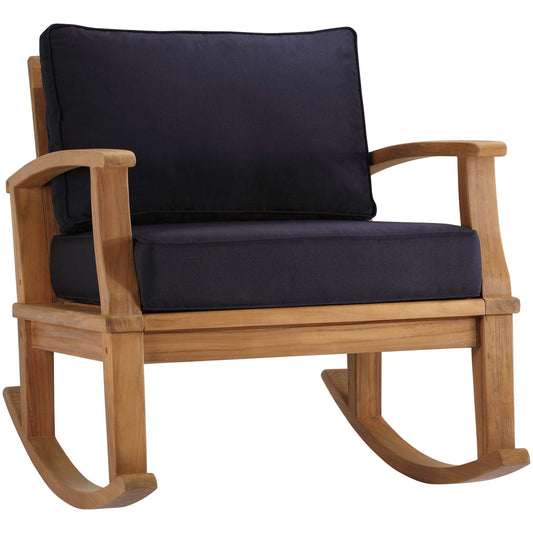 Marina Outdoor Patio Teak Rocking Chair by Modway EEI-4177-NAT-NAV