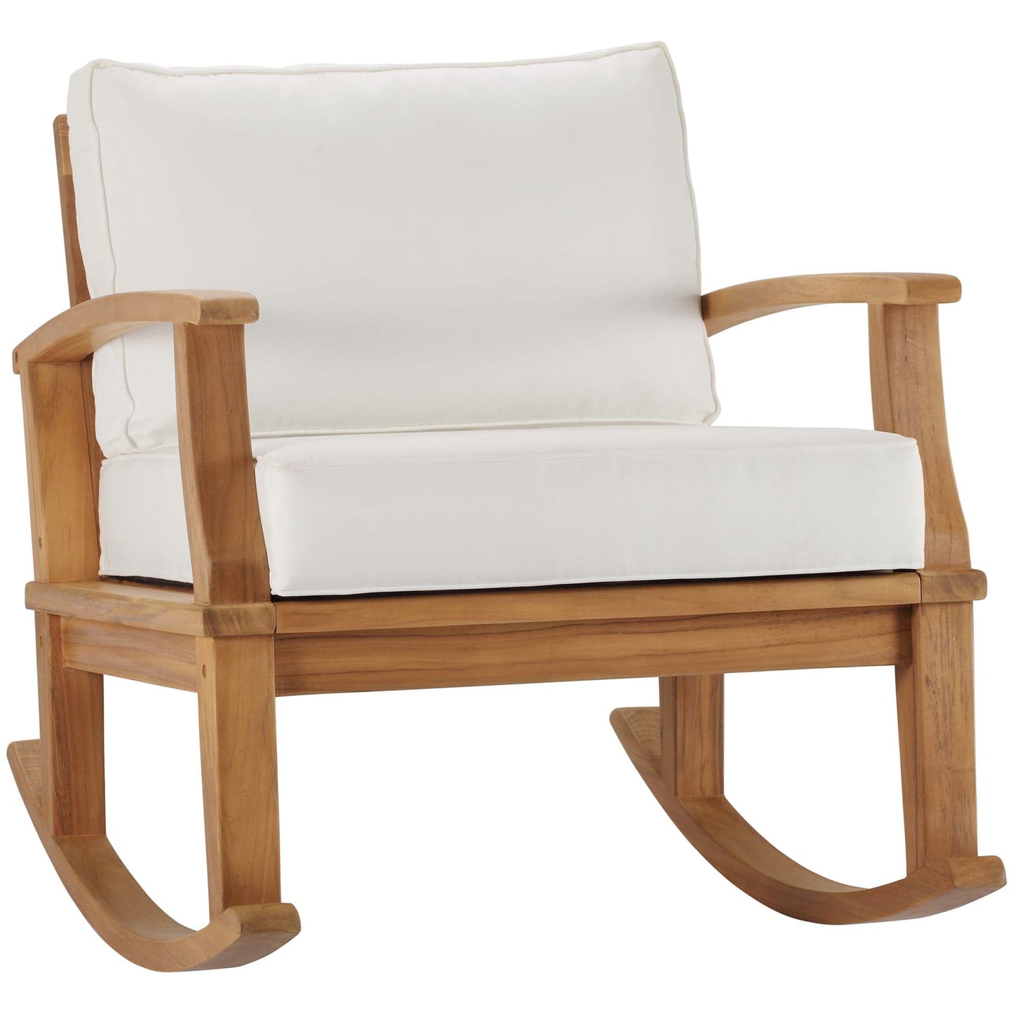 Marina Outdoor Patio Teak Rocking Chair by Modway EEI-4177-NAT-WHI