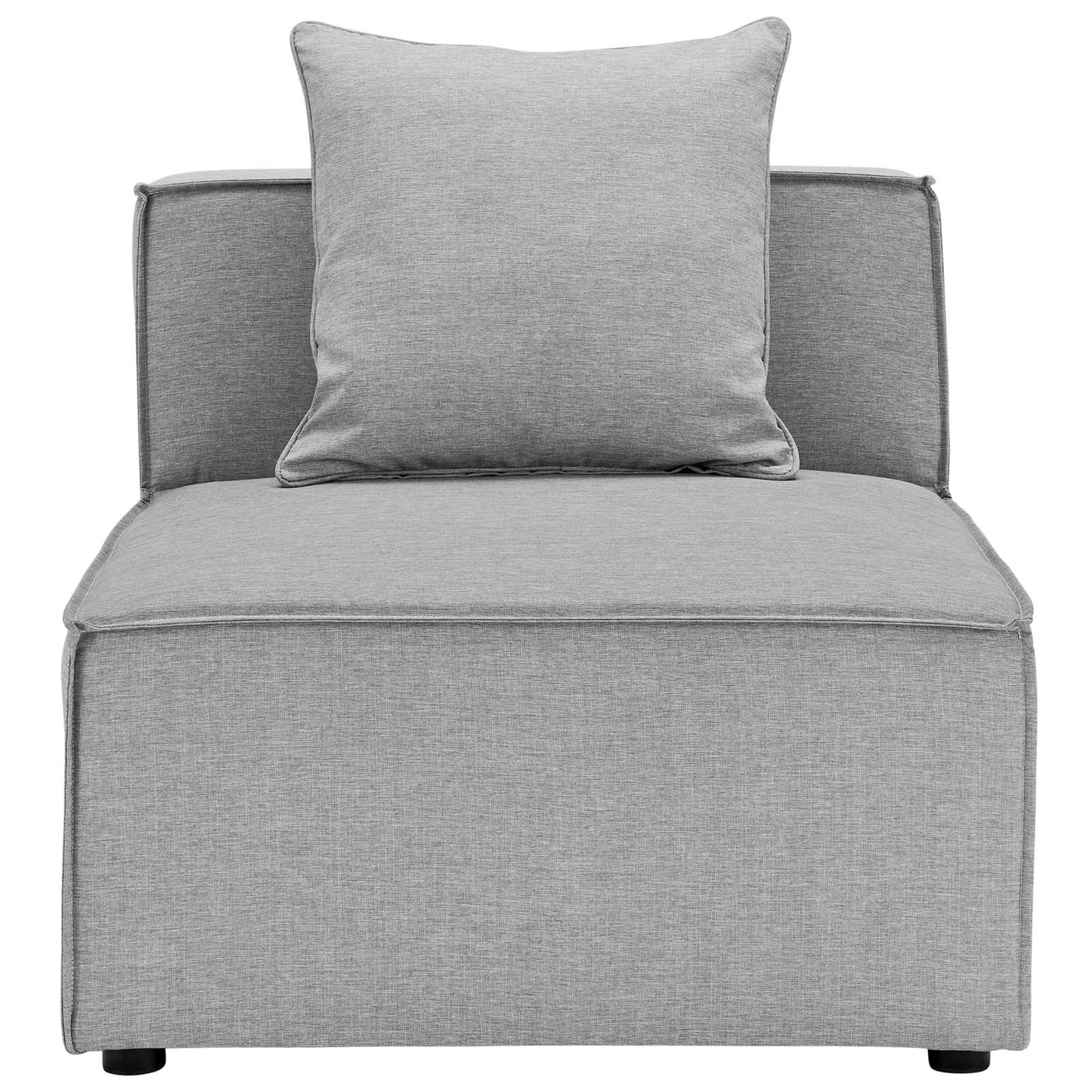 Saybrook Outdoor Patio Upholstered Sectional Sofa Armless Chair Gray EEI-4209-GRY