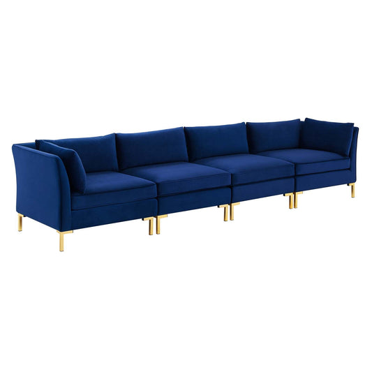 Ardent 4-Seater Performance Velvet Sofa Navy EEI-4274-NAV