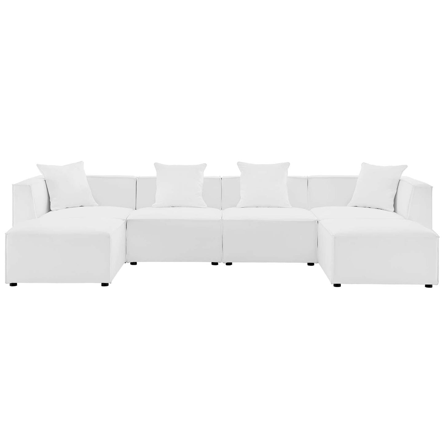 Saybrook Outdoor Patio Upholstered 6-Piece Sectional Sofa White EEI-4383-WHI