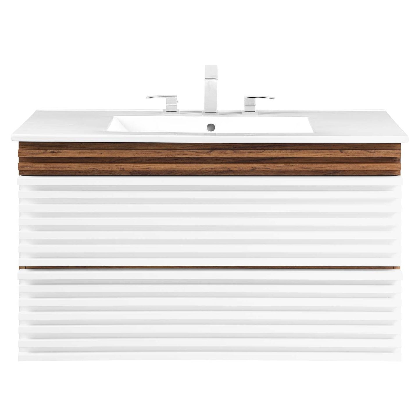 Render 36" Wall-Mount Bathroom Vanity White Walnut White EEI-4436-WHI-WAL-WHI