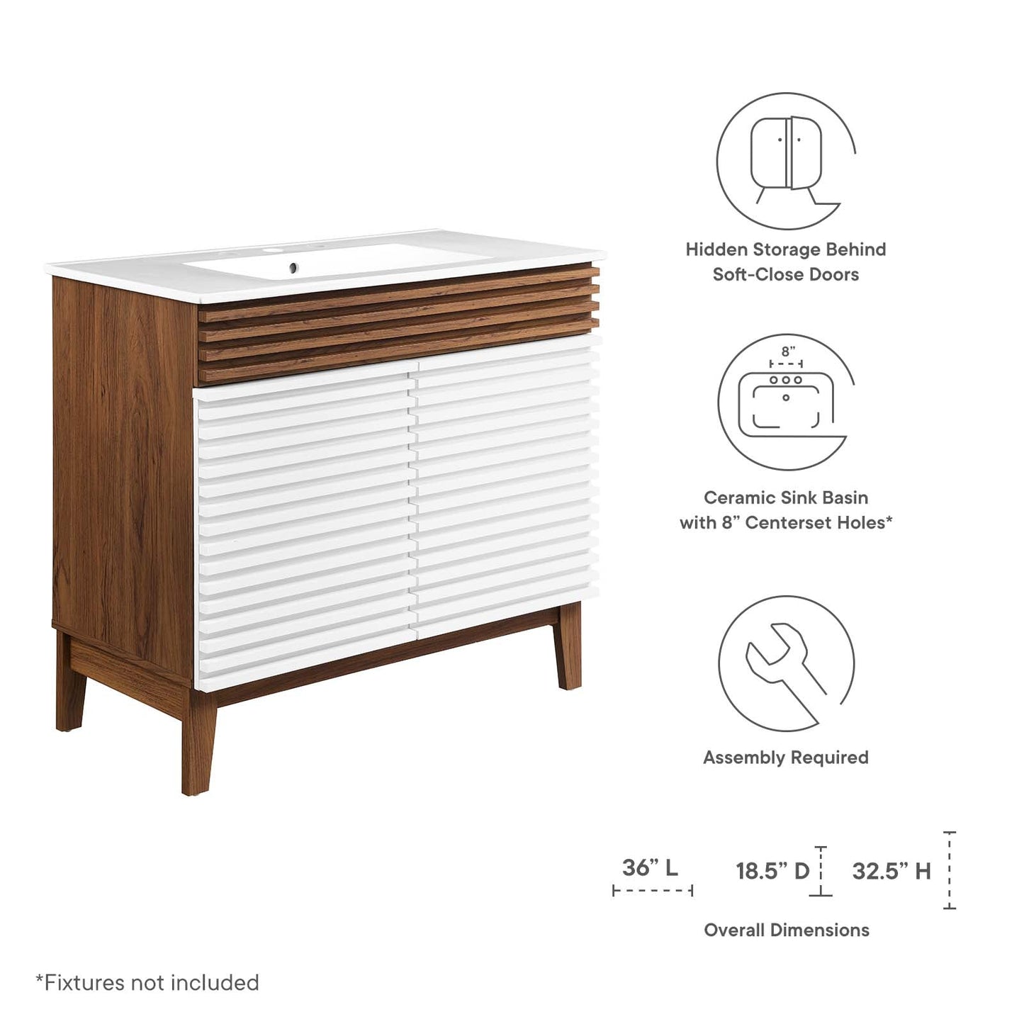 Render 36" Bathroom Vanity White Walnut White EEI-4437-WHI-WAL-WHI