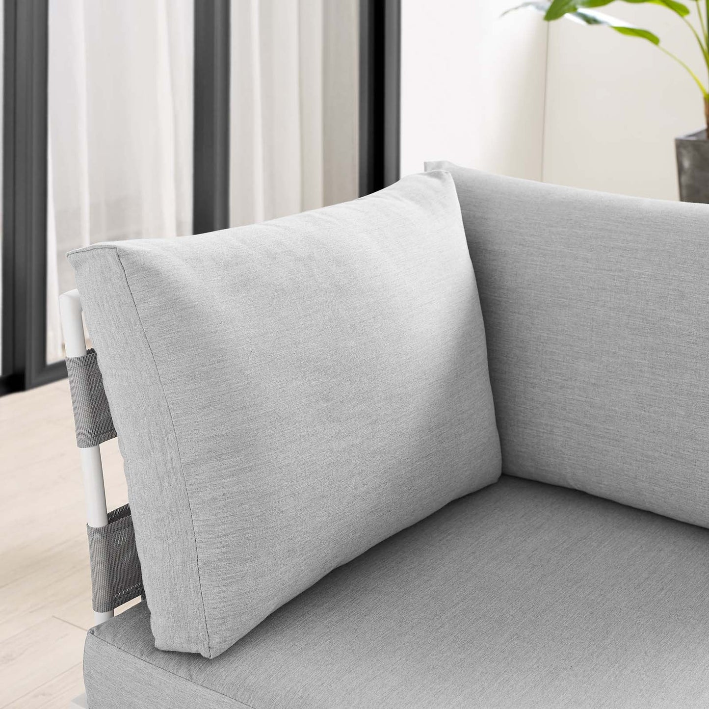 Harmony Sunbrella® Outdoor Patio Aluminum Corner Chair Gray Gray EEI-4540-GRY-GRY