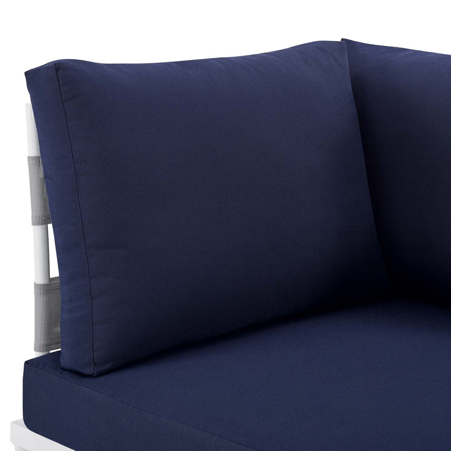 Harmony Sunbrella® Outdoor Patio Aluminum Corner Chair Gray Navy EEI-4540-GRY-NAV