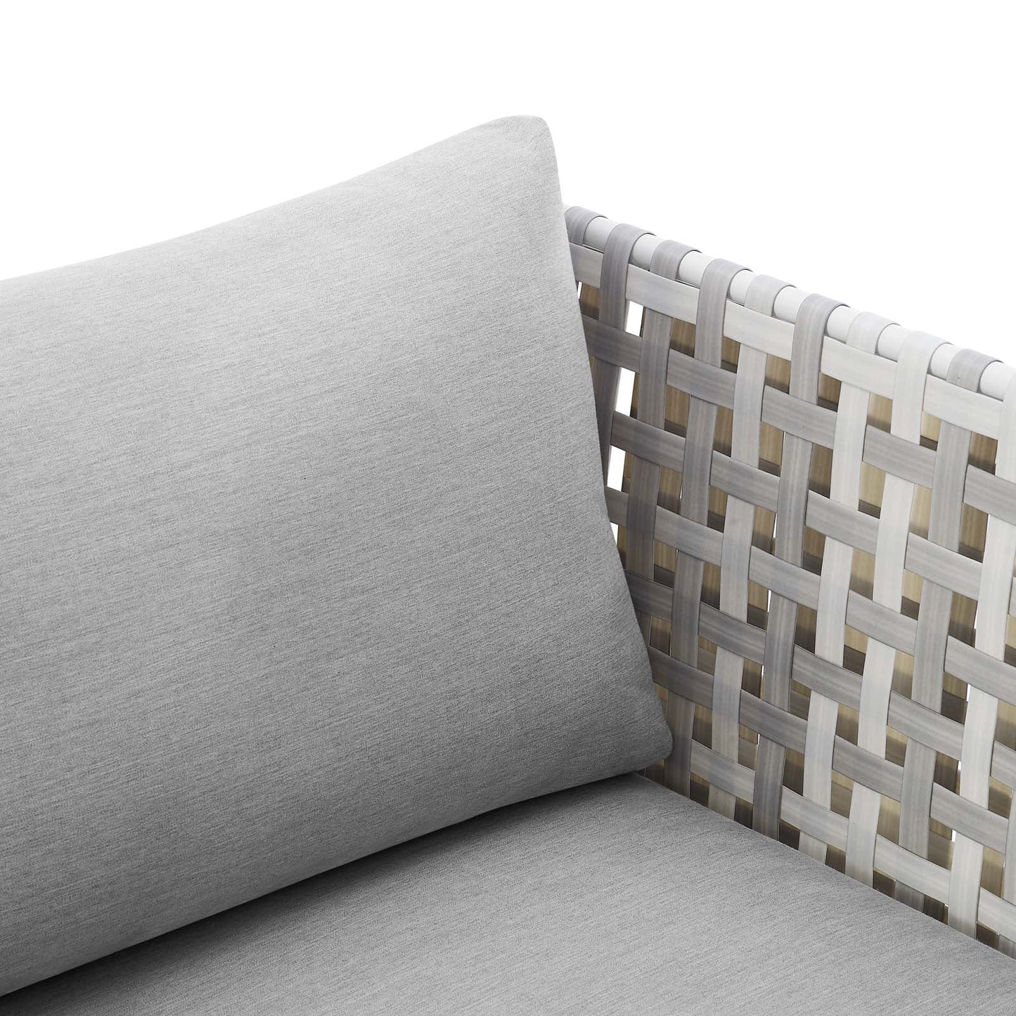 Harmony Sunbrella® Basket Weave Outdoor Patio Aluminum Armchair Taupe Gray EEI-4541-TAU-GRY