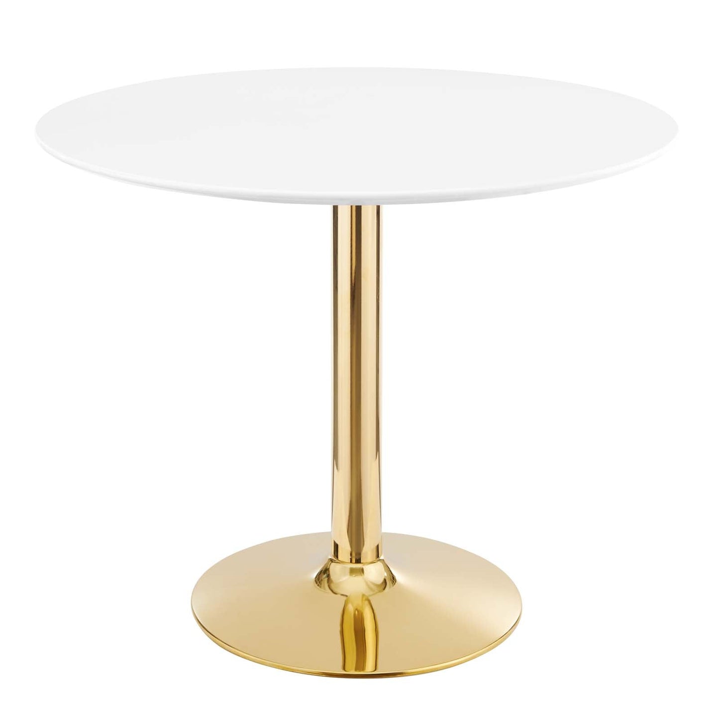 Verne 35" Artificial Marble Dining Table with Gold Base