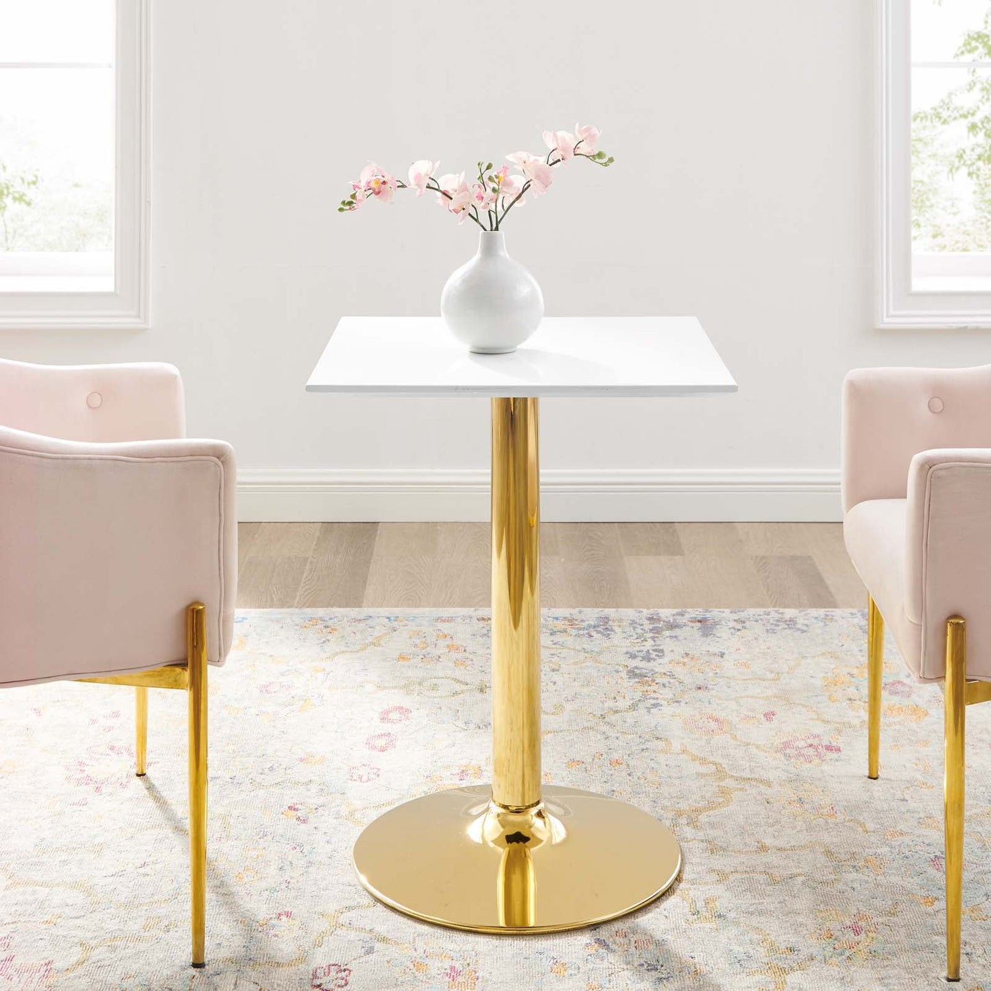 Verne 24" Square Dining Table Gold